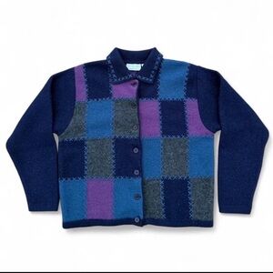 Christopher & Banks Women’s Patchwork Jacket - Blue and Purple